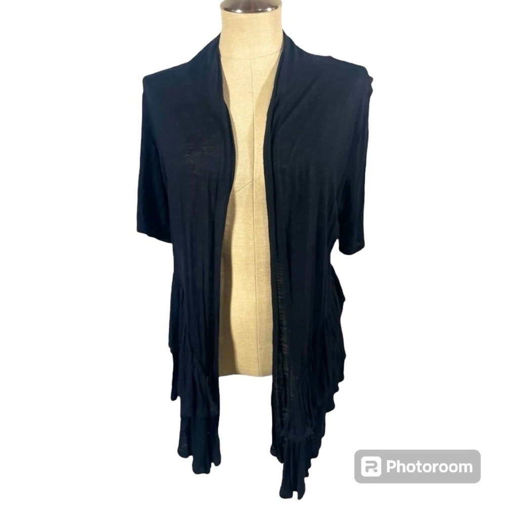 One World Black Ruffled Cardigan